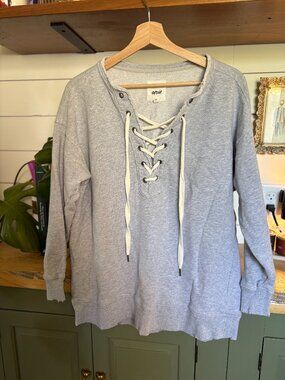 Aerie Lace-Up Sweatshirt – Gray (XS)